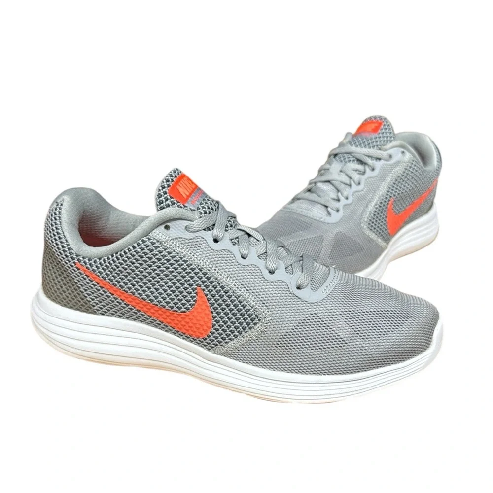 Nike Revolution 3 #819303-002 Gray Orange Women's Running Shoes Sneakers Size 8